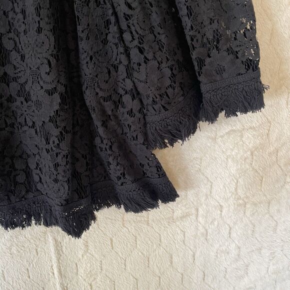 Bailey 44 Tusk Woven Lace Off The Shoulder Bell Sleeve Top Black Sz Small - Picture 11 of 13